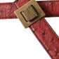 Brown Leather Square Metal Buckle Belt