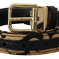 Multicolor Jacquard Leather Logo Buckle Belt