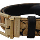 Multicolor Jacquard Leather Logo Buckle Belt