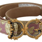 Pink Jaquard DG Logo Gold Metal Buckle Belt