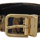 Multicolor Jacquard Leather Logo Buckle Belt