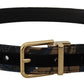 Multicolor Jacquard Leather Logo Buckle Belt