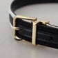 White Black Patchwork Gold Metal Buckle Belt