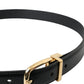 Black Calf Leather Gold Metal Buckle Belt