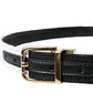 Black White Patchwork Gold Metal Buckle Belt