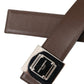 Brown Calf Leather Square Metal Buckle Belt