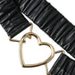 Black Leather Gold Heart Metal Buckle Belt