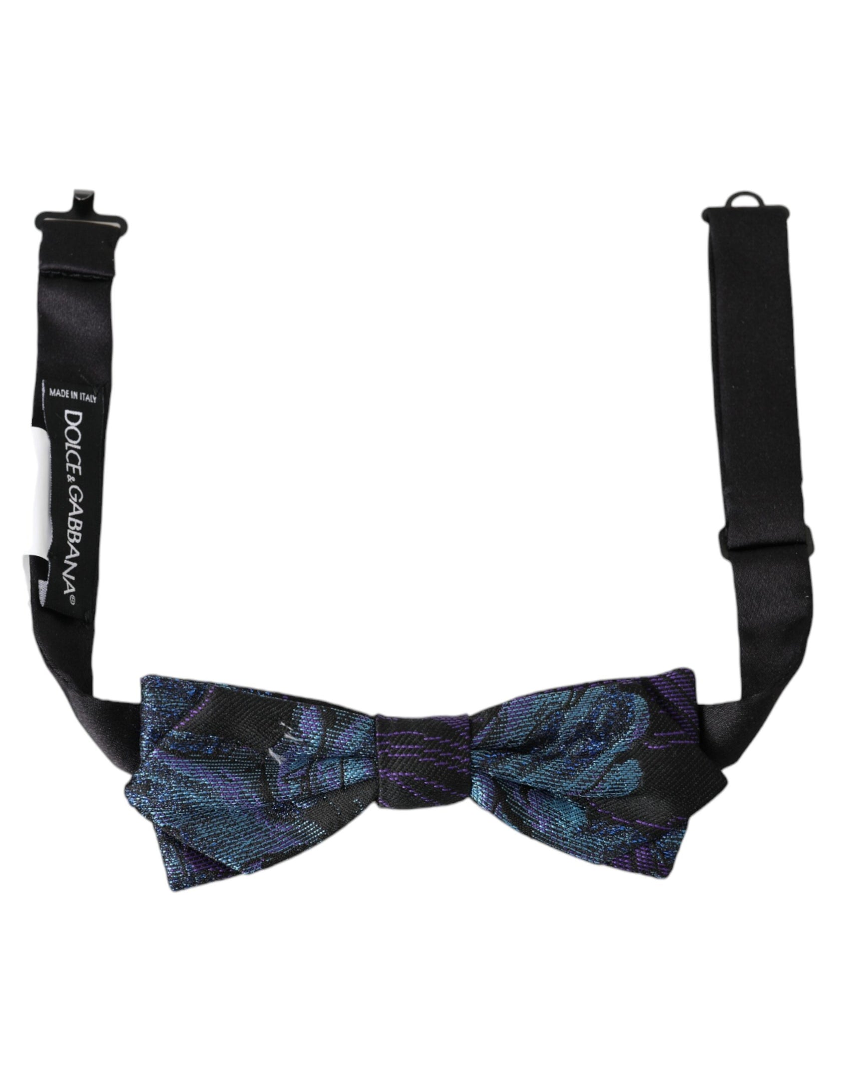 Papillon da uomo regolabile in broccato blu nero