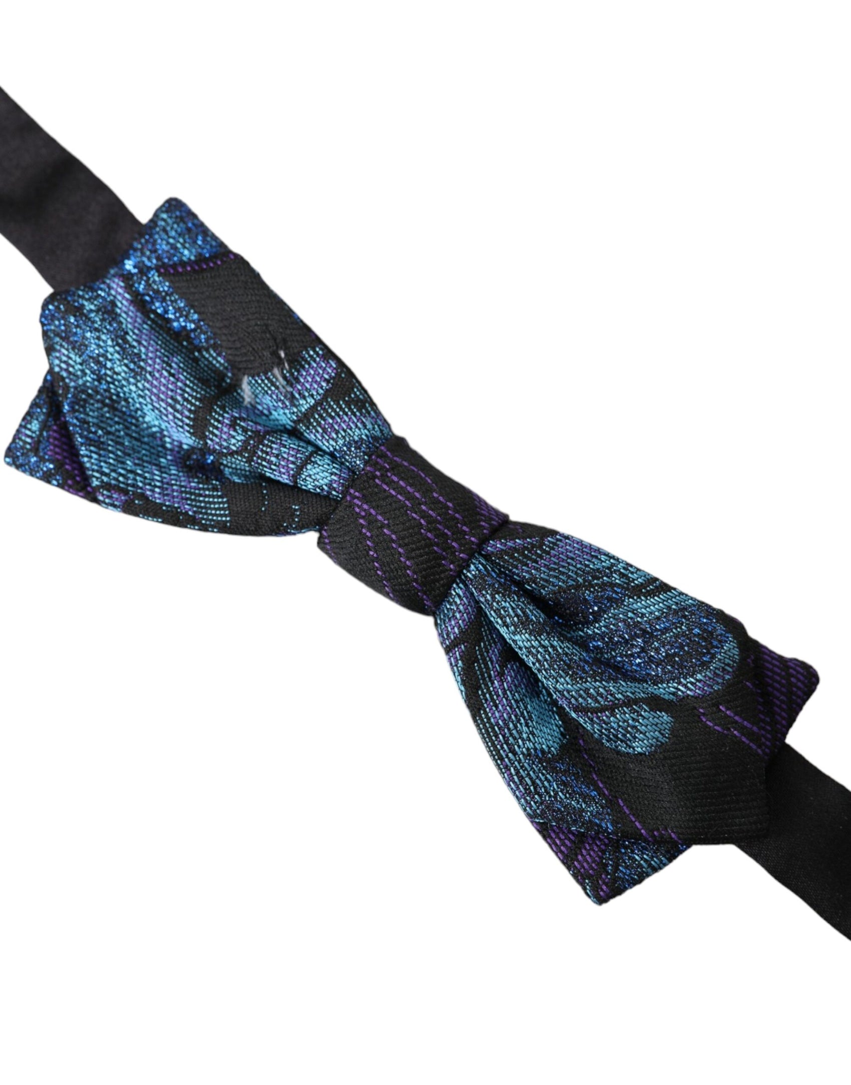 Papillon da uomo regolabile in broccato blu nero