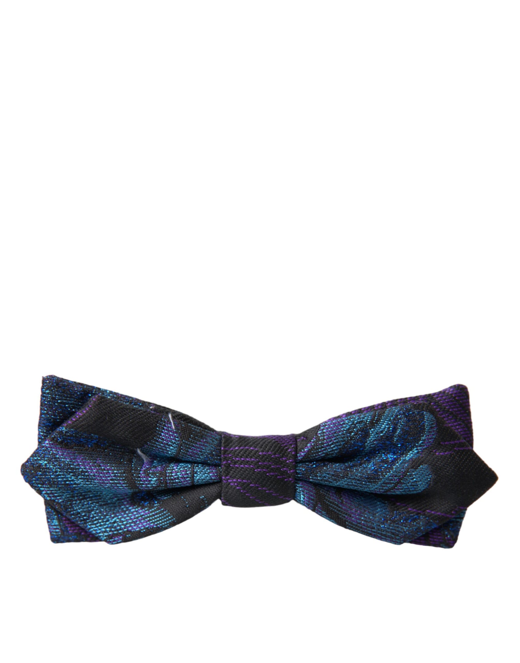 Papillon da uomo regolabile in broccato blu nero