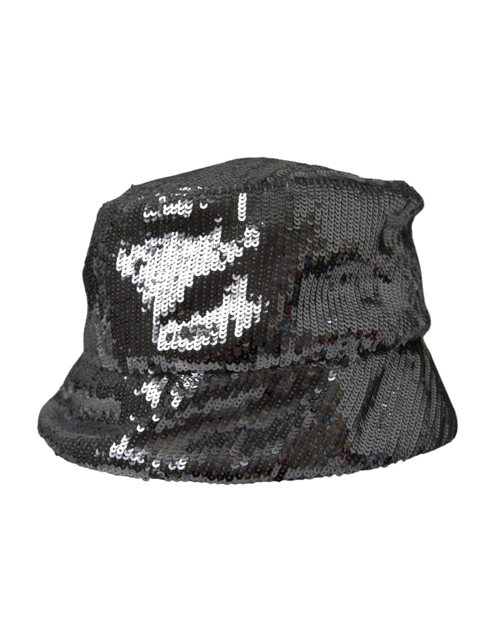 Cappello da pescatore in nylon con paillettes argento da uomo