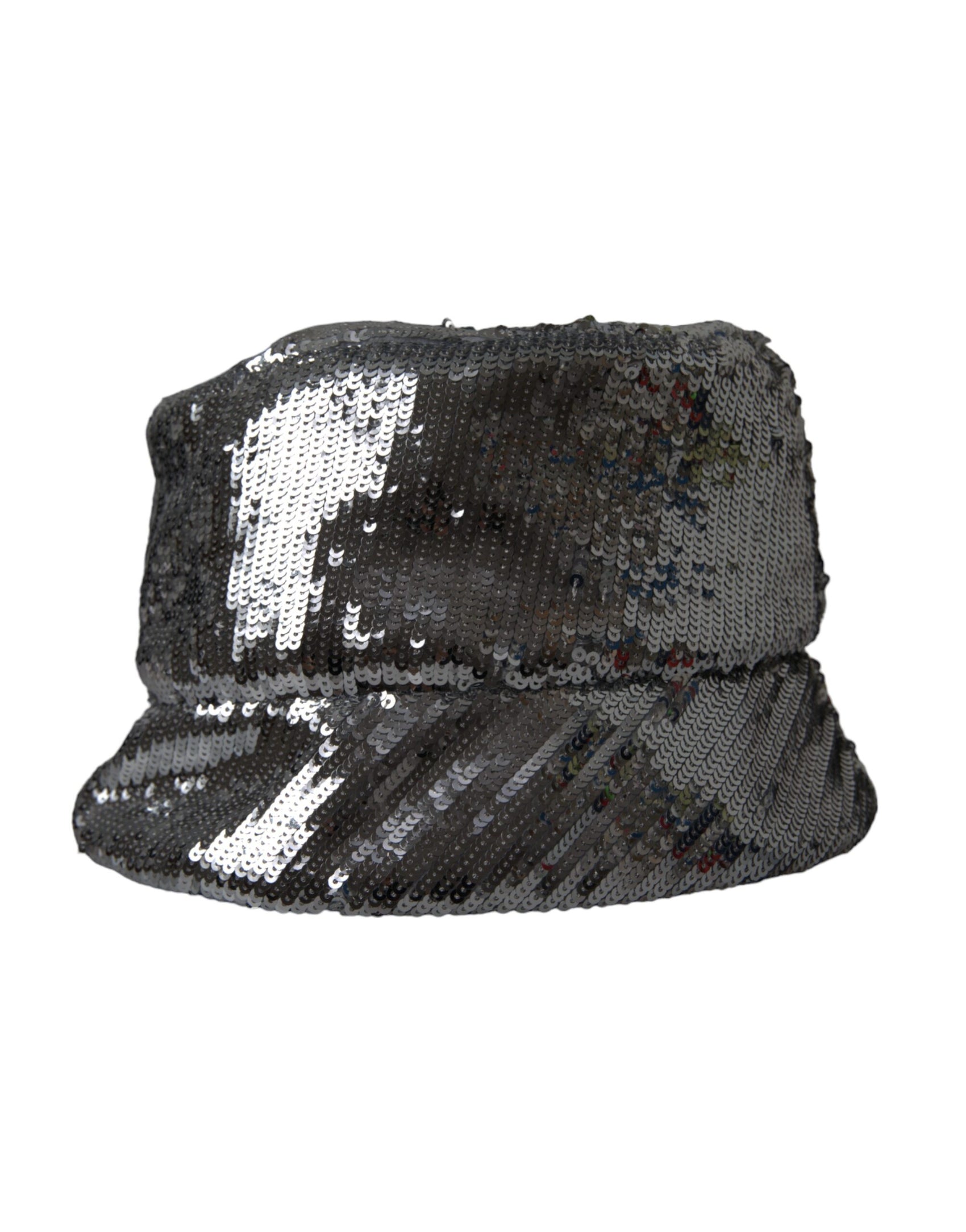 Cappello da pescatore in nylon con paillettes argento da uomo