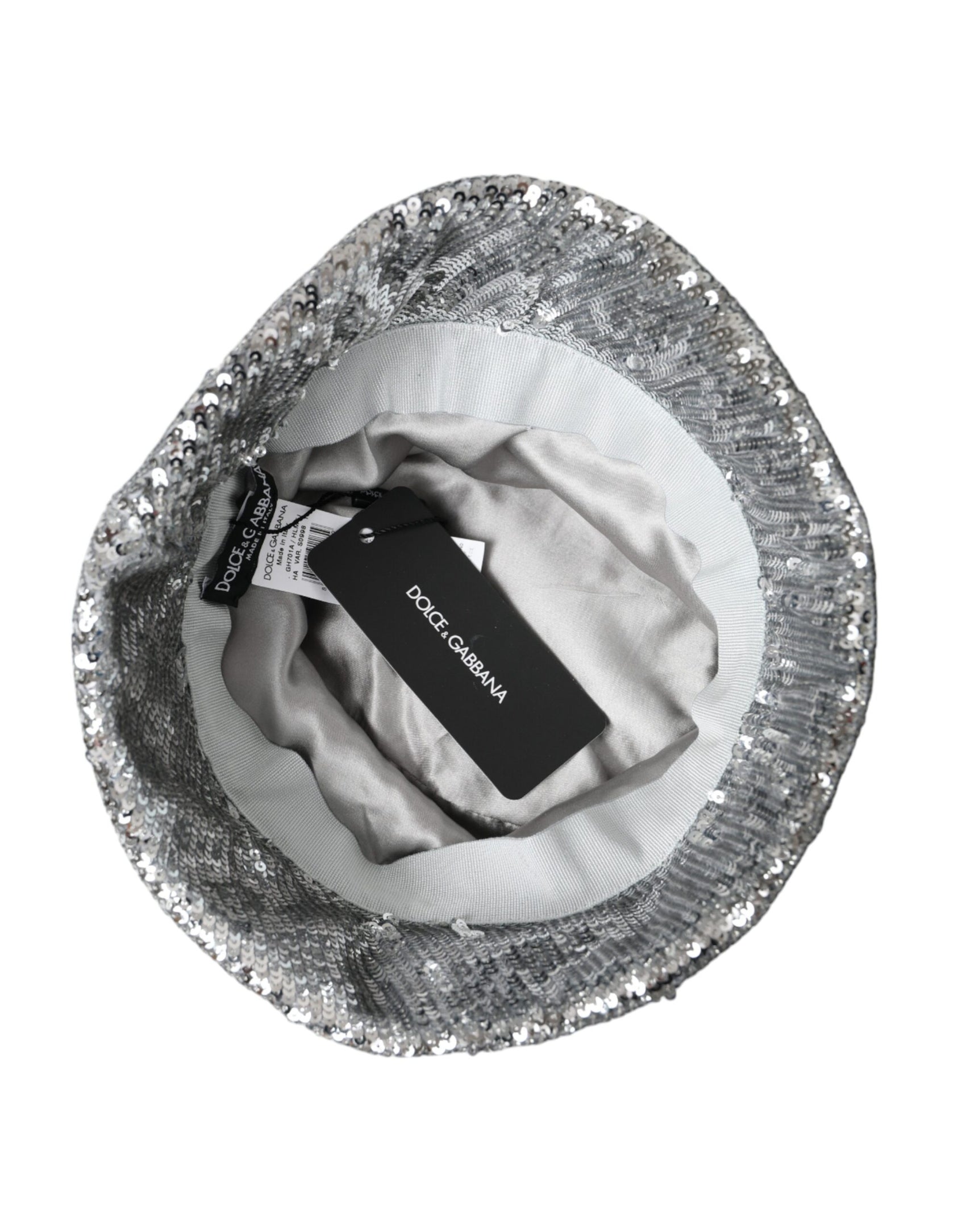 Cappello da pescatore in nylon con paillettes argento da uomo
