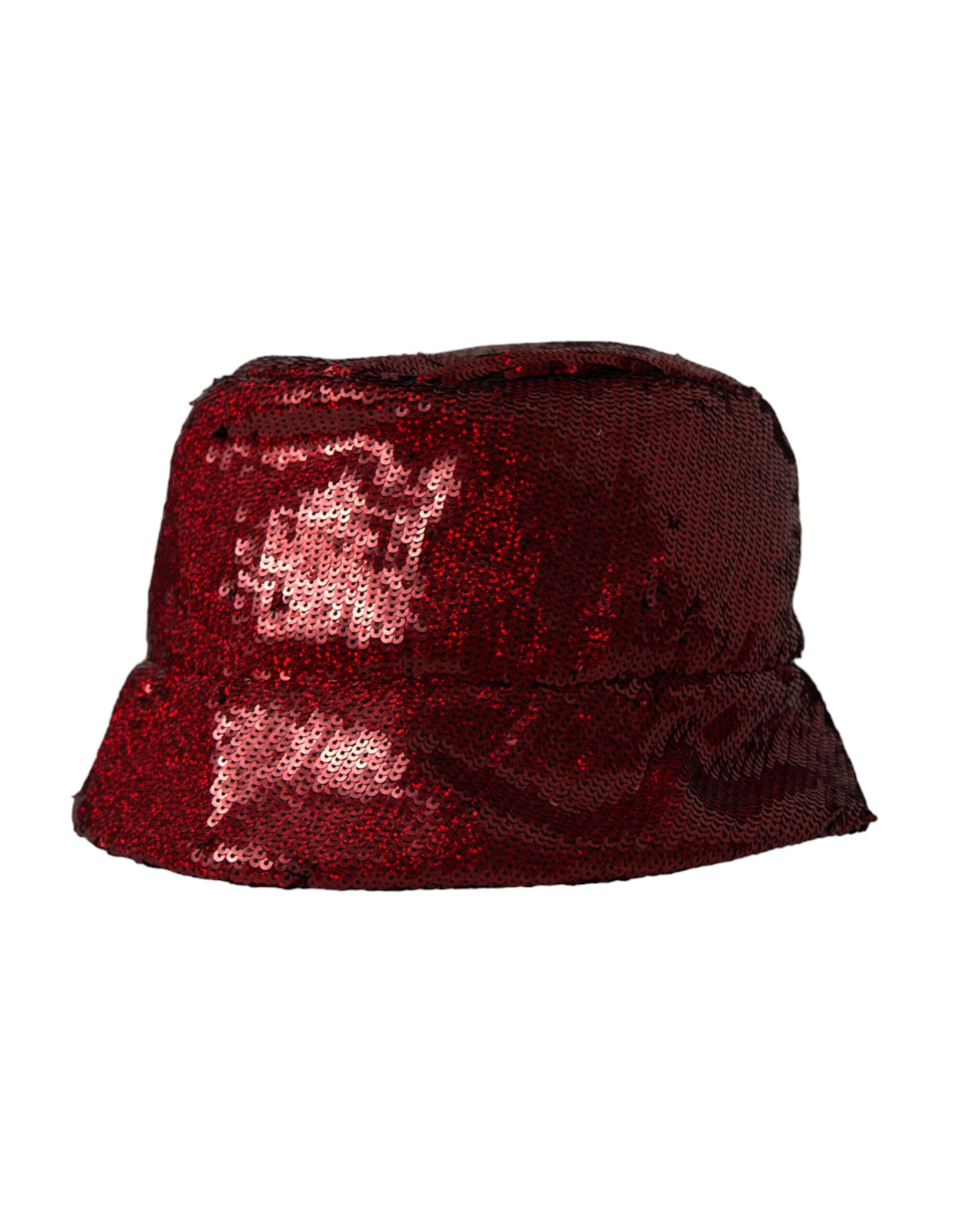 Cappello da pescatore in nylon con paillettes rosse da uomo