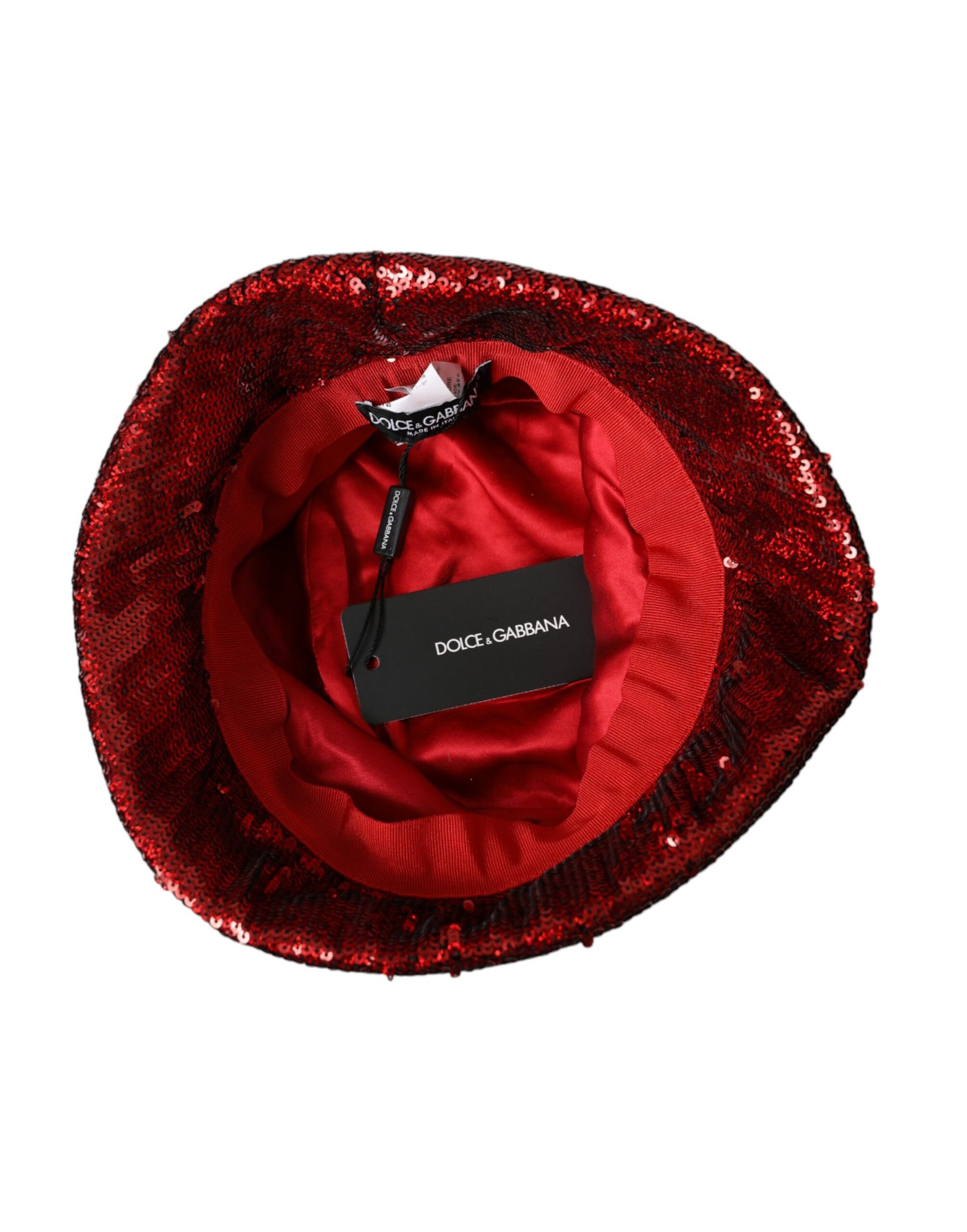 Cappello da pescatore in nylon con paillettes rosse da uomo