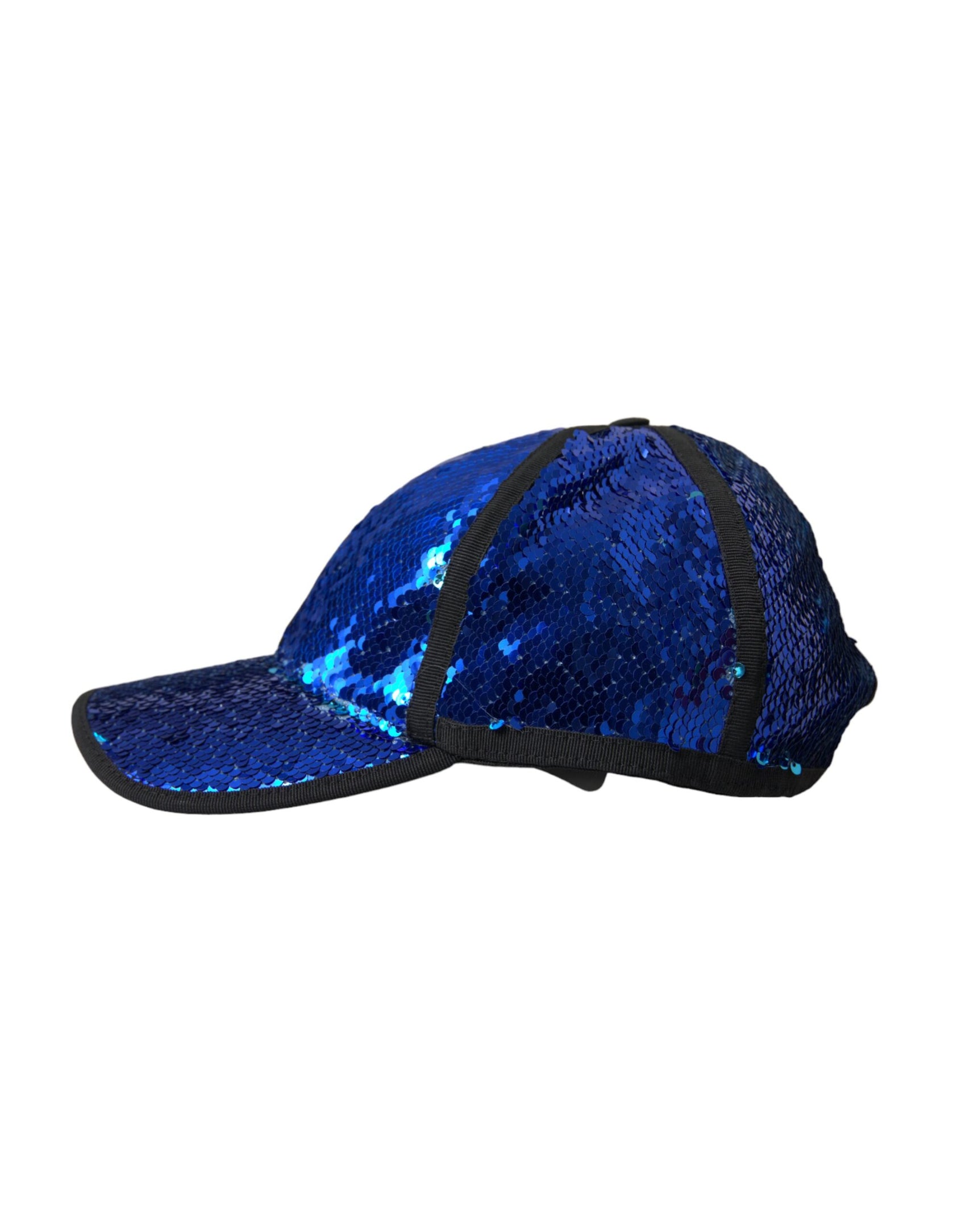 Cappello da baseball con paillettes blu royal da uomo
