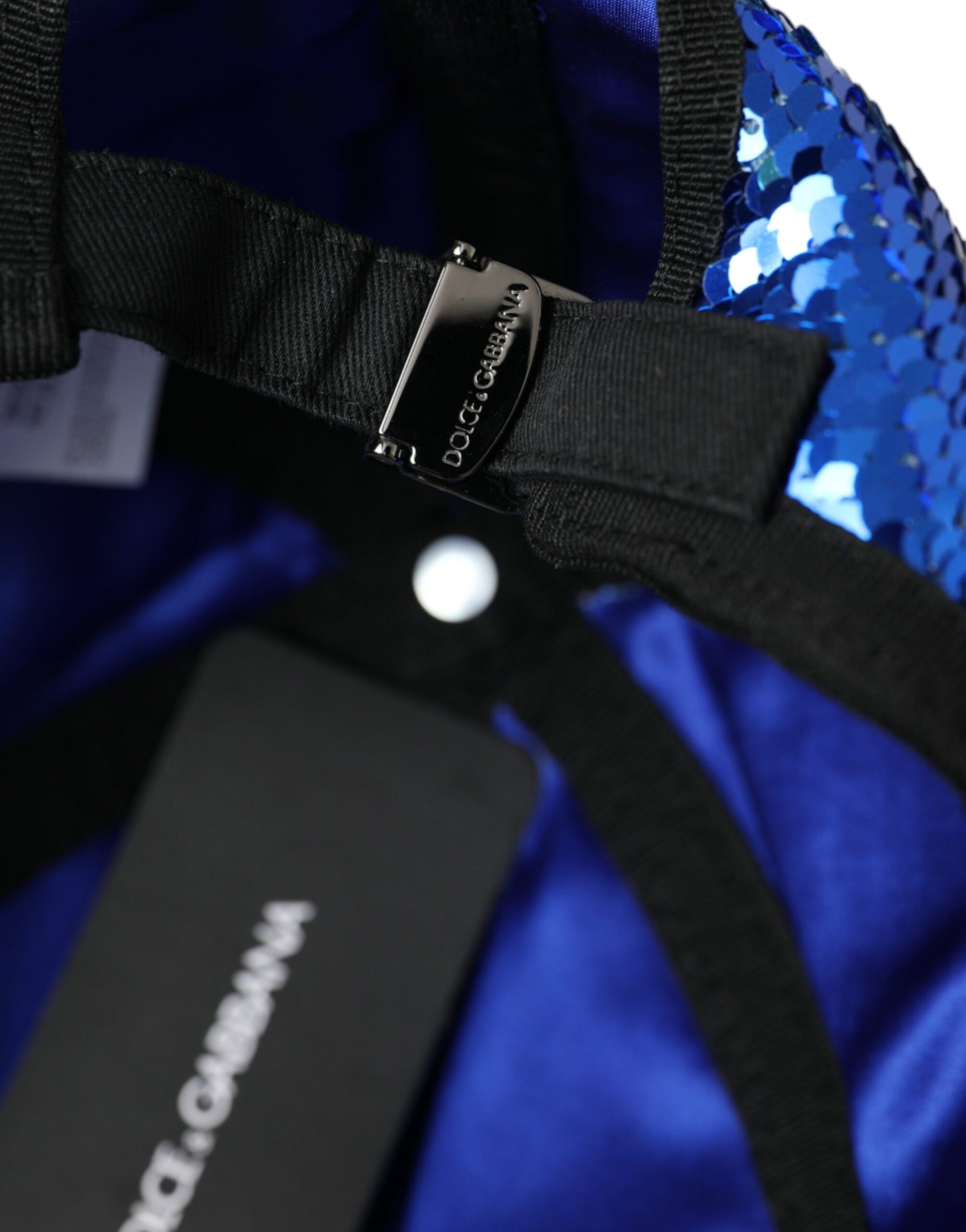 Cappello da baseball con paillettes blu royal da uomo