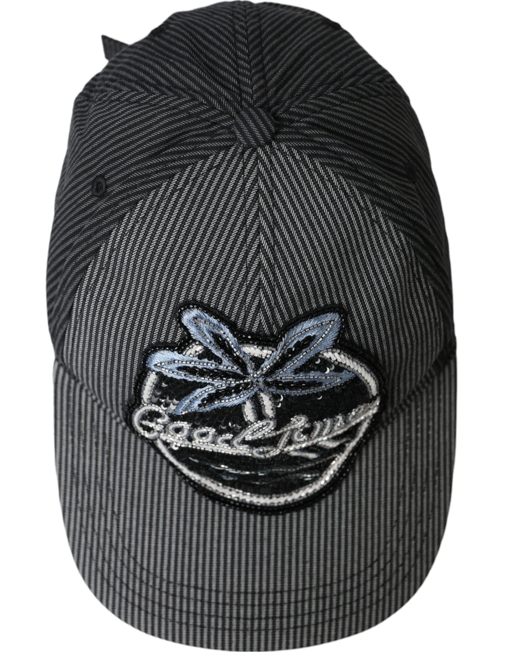 Cappello da baseball da uomo in cotone nero decorato