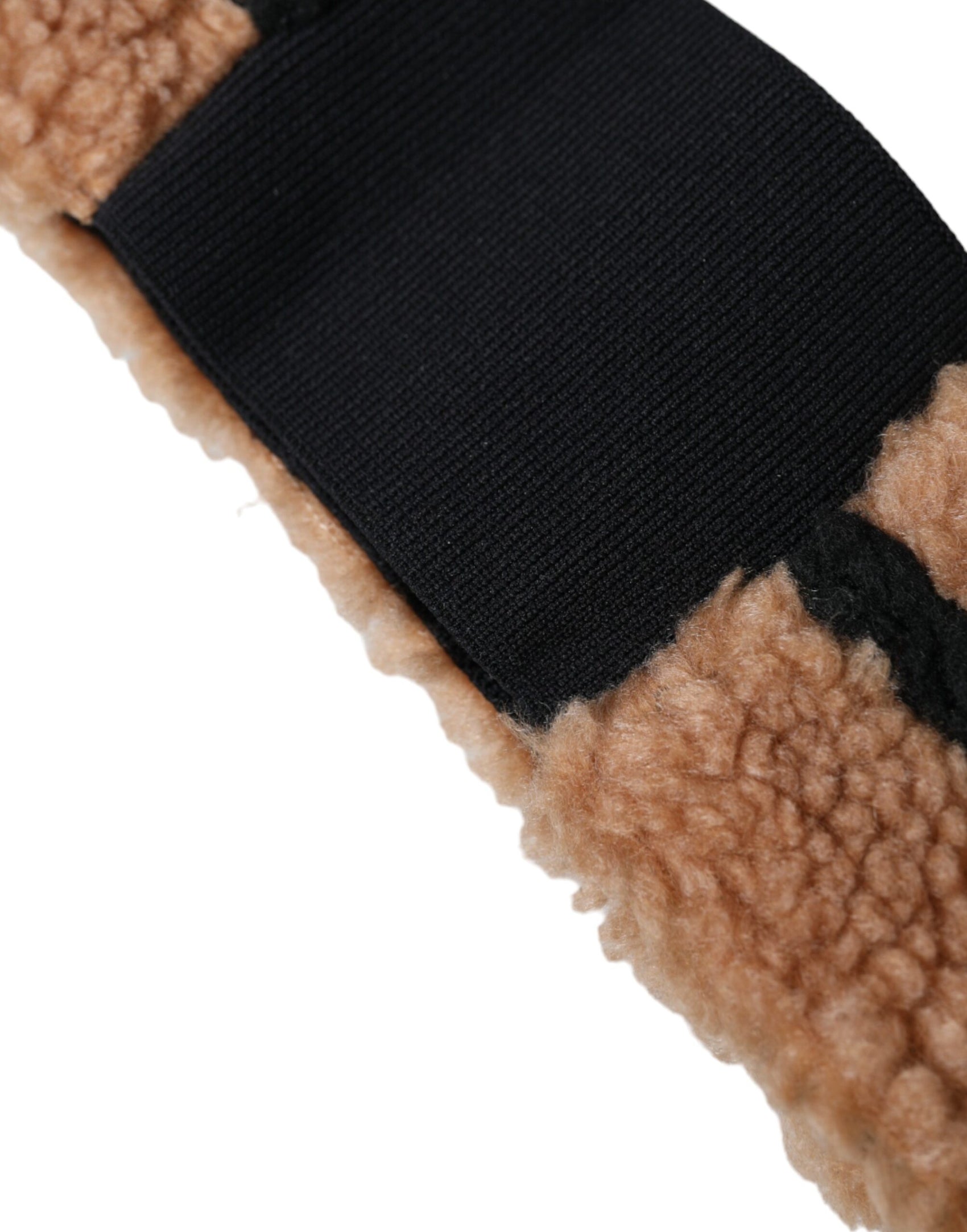 Cappello da uomo con fascia in pile di lana marrone nero