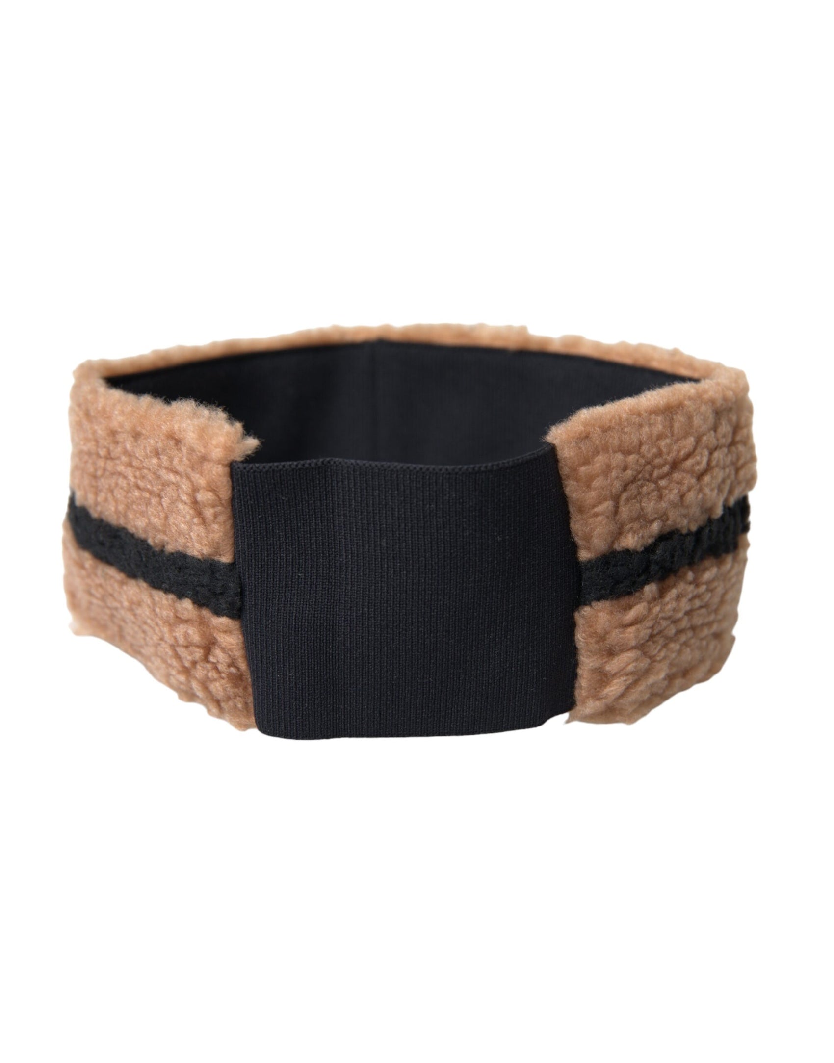 Cappello da uomo con fascia in pile di lana marrone nero