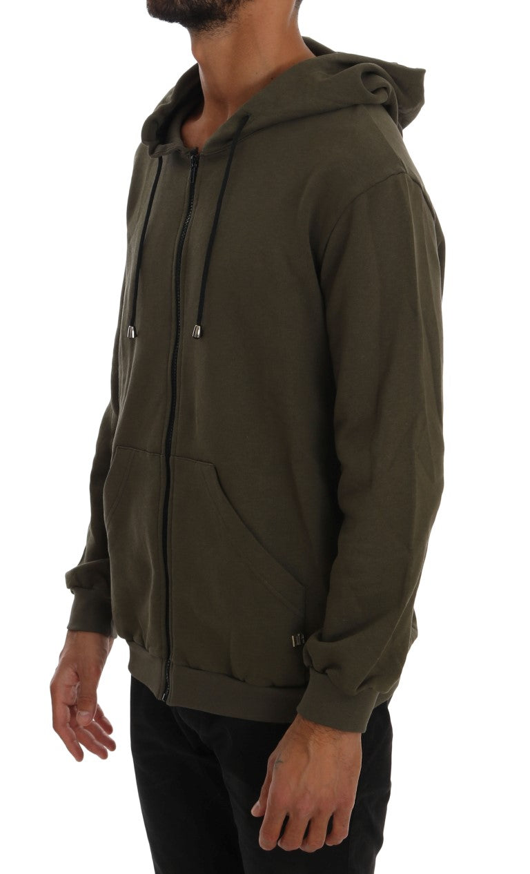Eleganter grüner Kapuzenpullover mit durchgehendem Reißverschluss