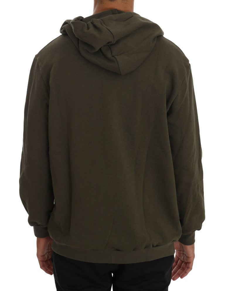 Eleganter grüner Kapuzenpullover mit durchgehendem Reißverschluss