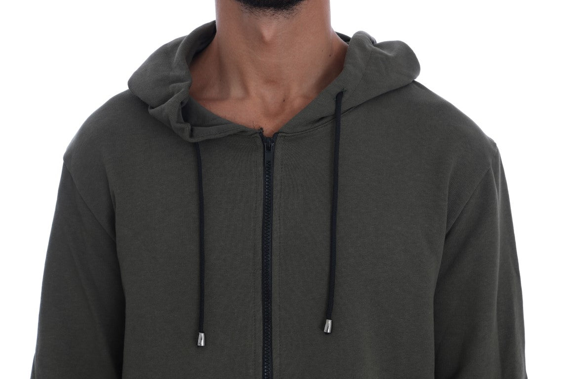 Eleganter grüner Kapuzenpullover mit durchgehendem Reißverschluss