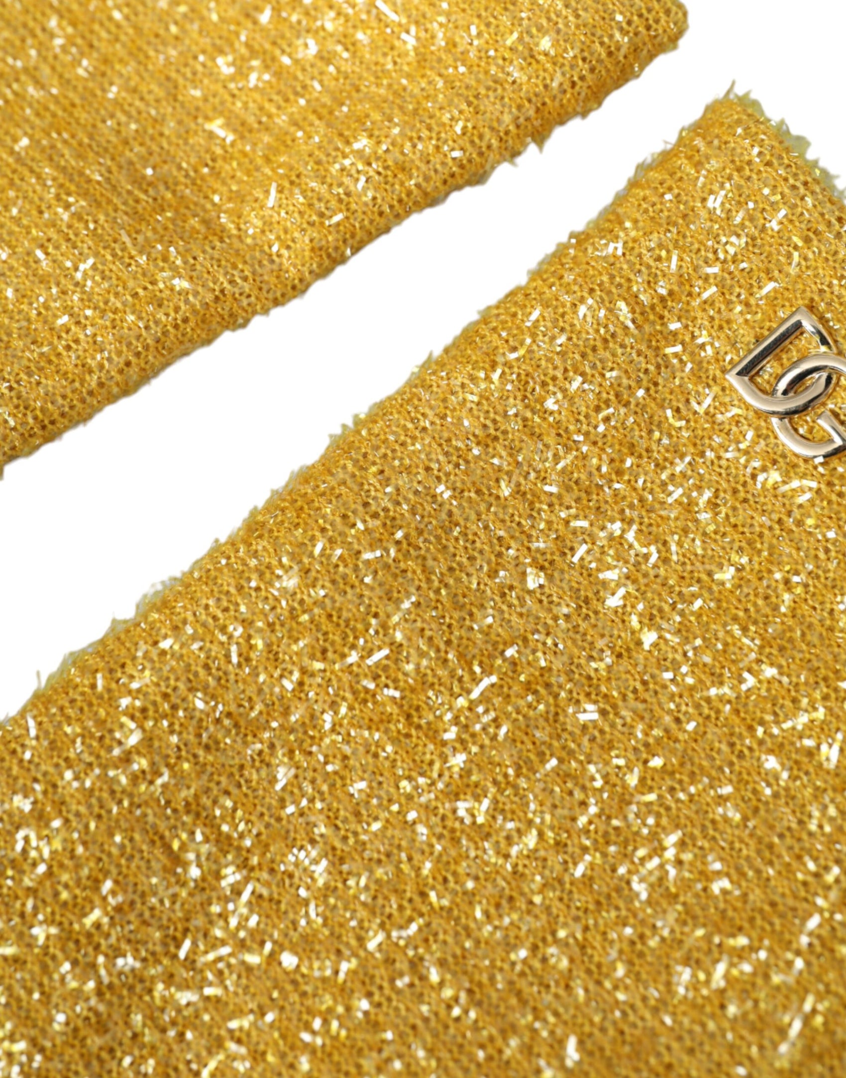 Goldfarbene Lurex Fantasia Handschuhe in mittlerer Armlänge
