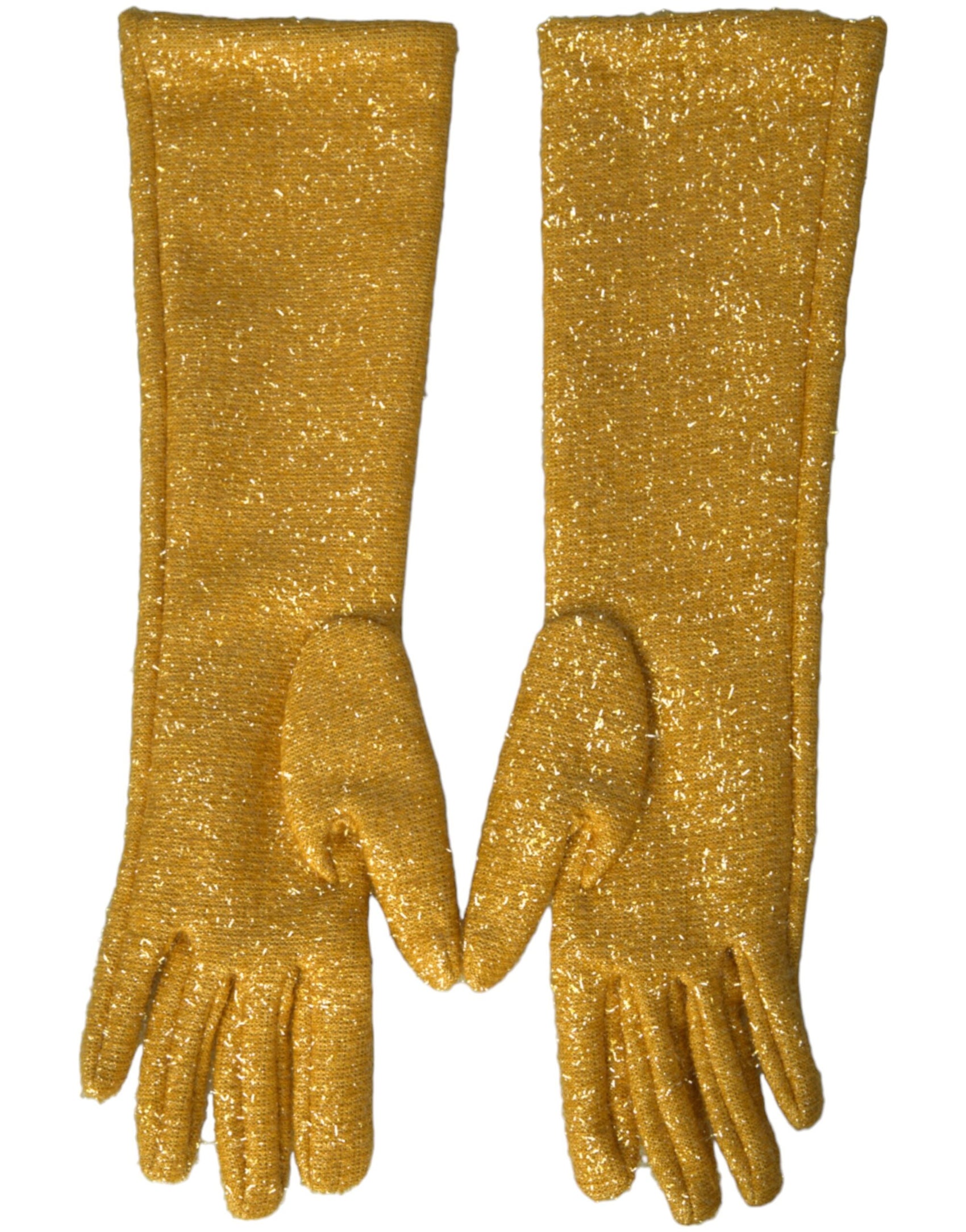 Goldfarbene Lurex Fantasia Handschuhe in mittlerer Armlänge