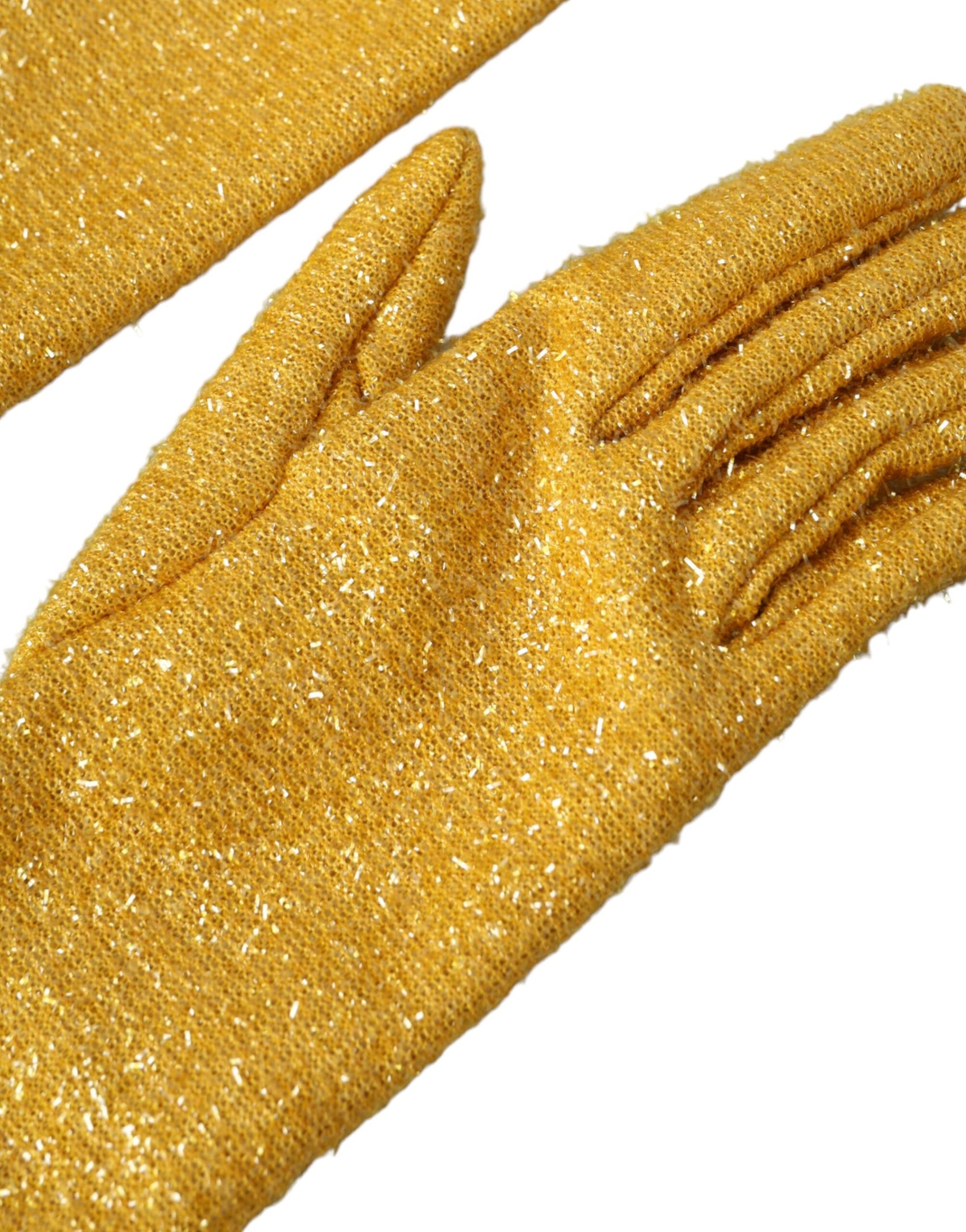 Goldfarbene Lurex Fantasia Handschuhe in mittlerer Armlänge