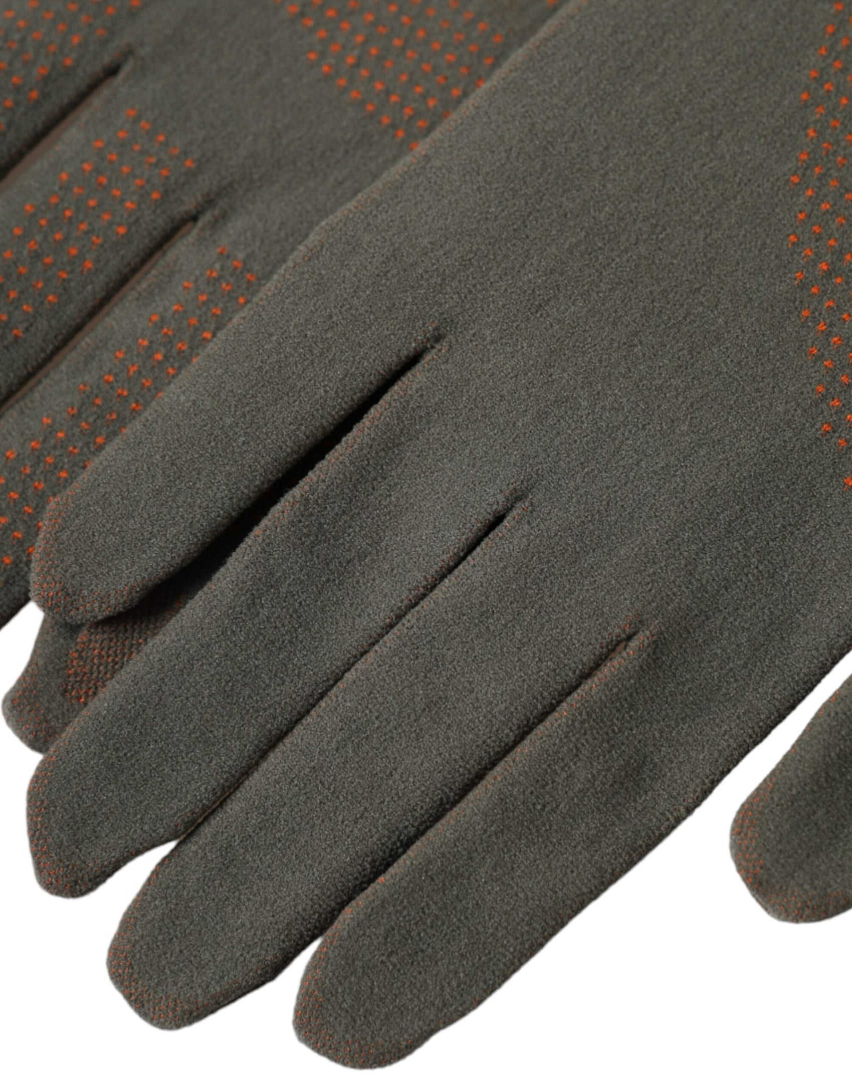 Braune, handgelenklange Handschuhe aus Baumwollstretch