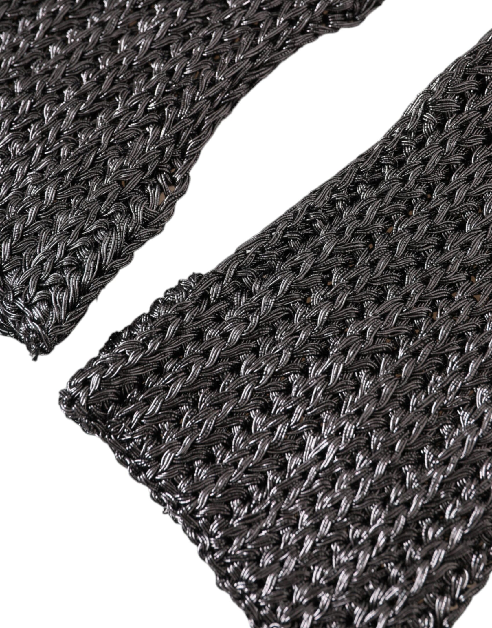 Graue Viskose-Strickhandschuhe ohne Finger