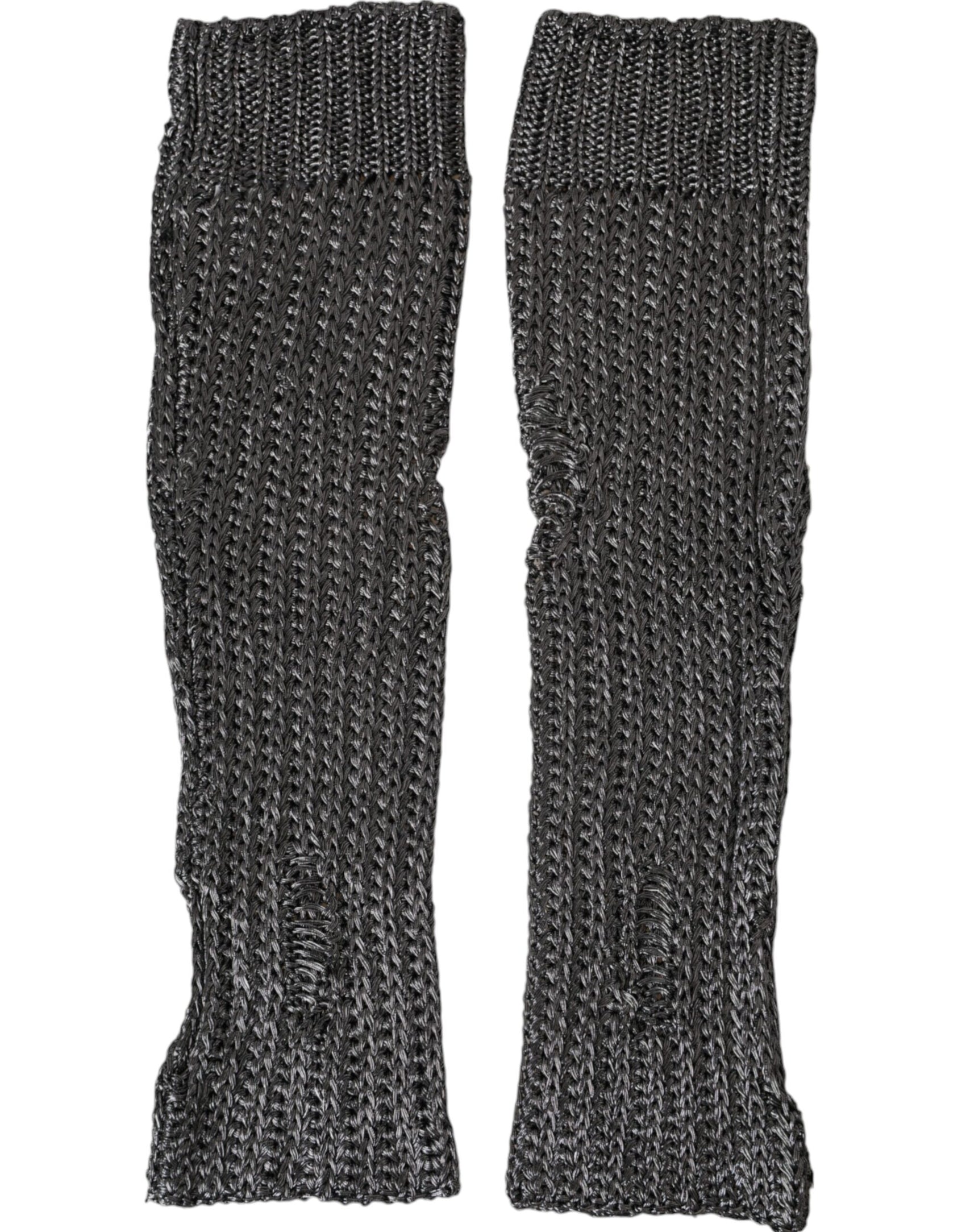 Graue Viskose-Strickhandschuhe ohne Finger