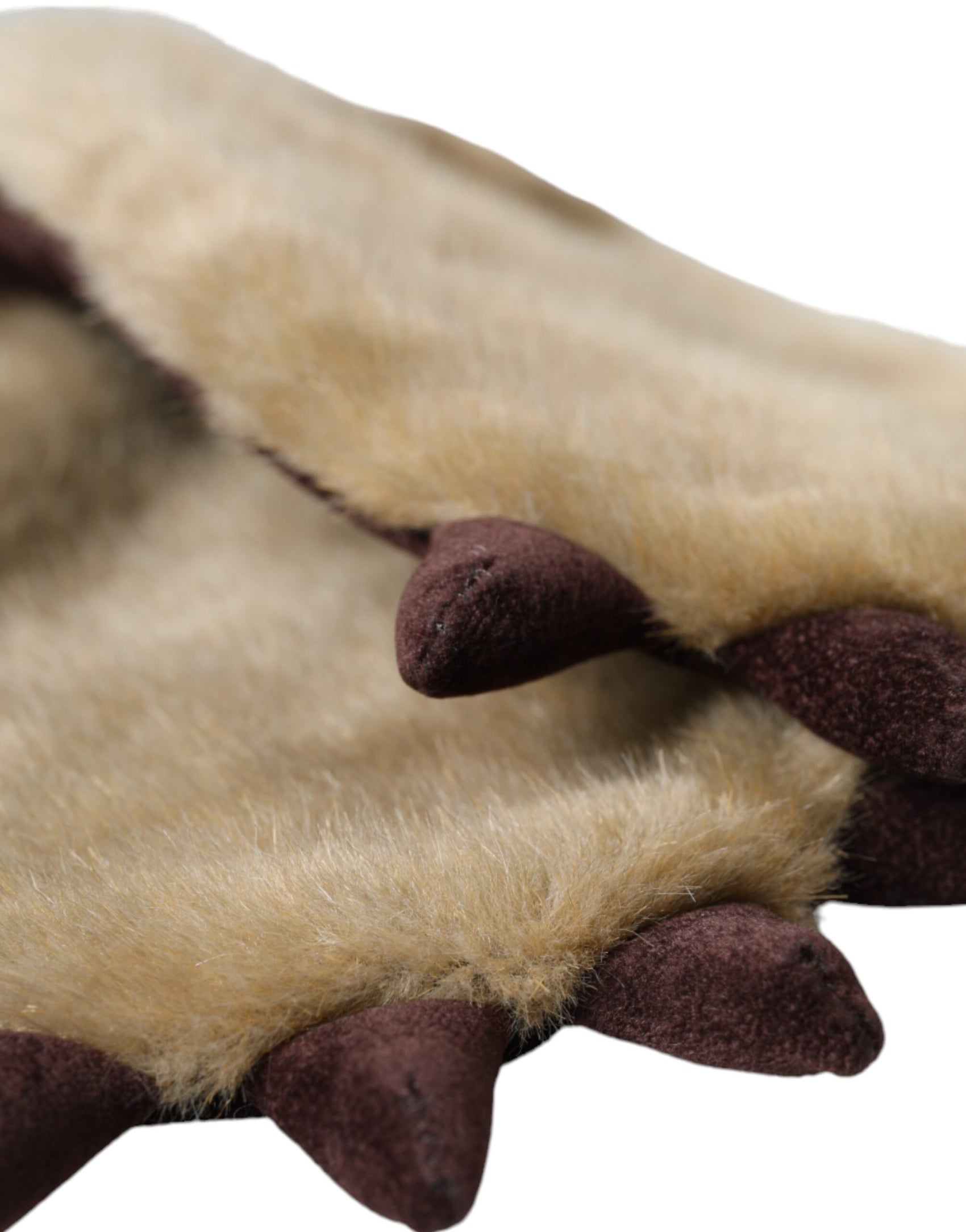 Guanti da polso in pelliccia lavorata a maglia in acrilico beige