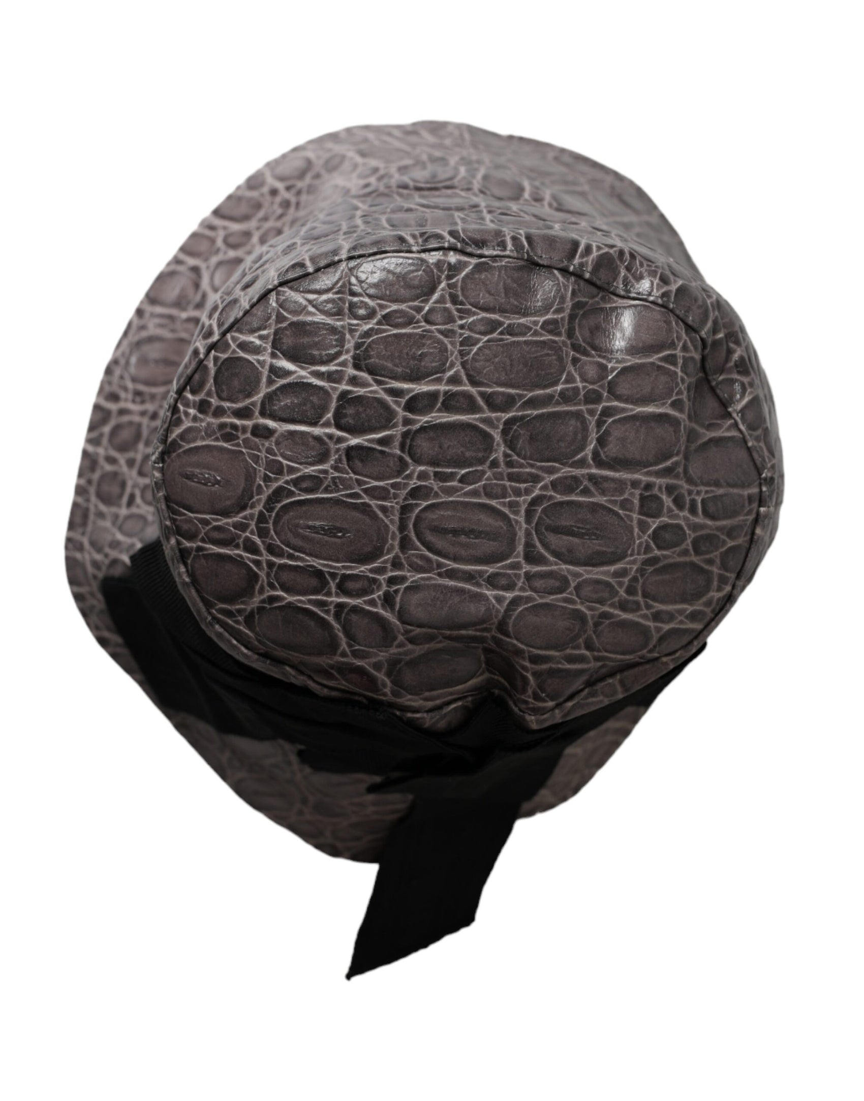Schwarz-grau gemusterter Leder-Bucket-Hut