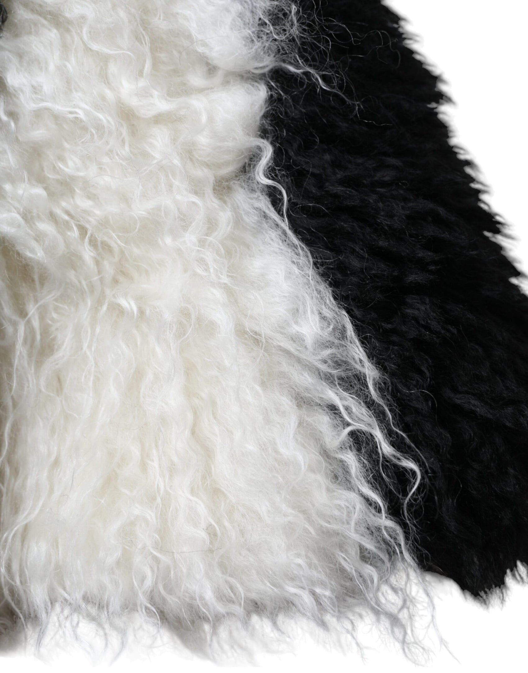 Schwarz-weiß gestreifter Mohair-Fell-Bucket-Hut