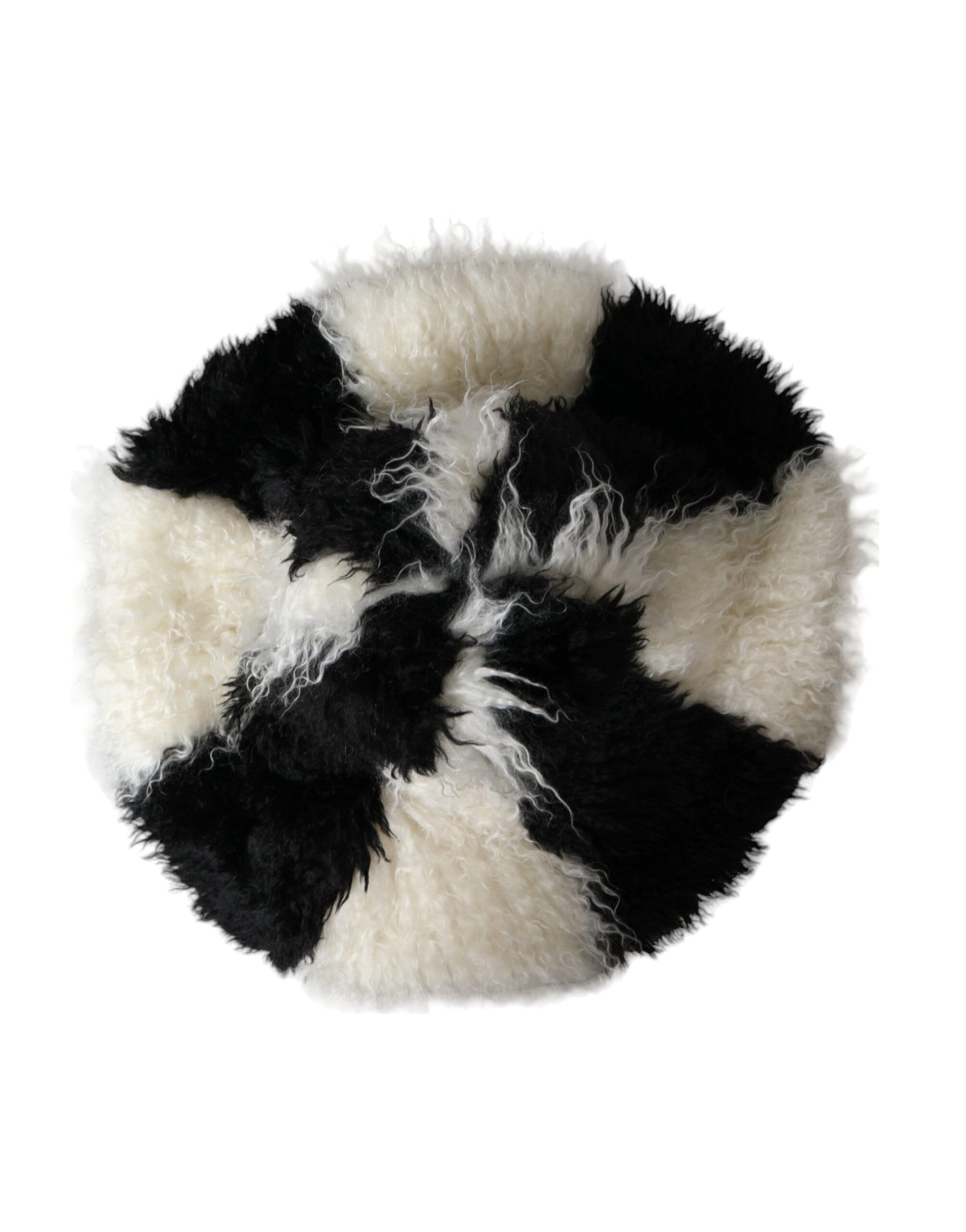 Schwarz-weiß gestreifter Mohair-Fell-Bucket-Hut
