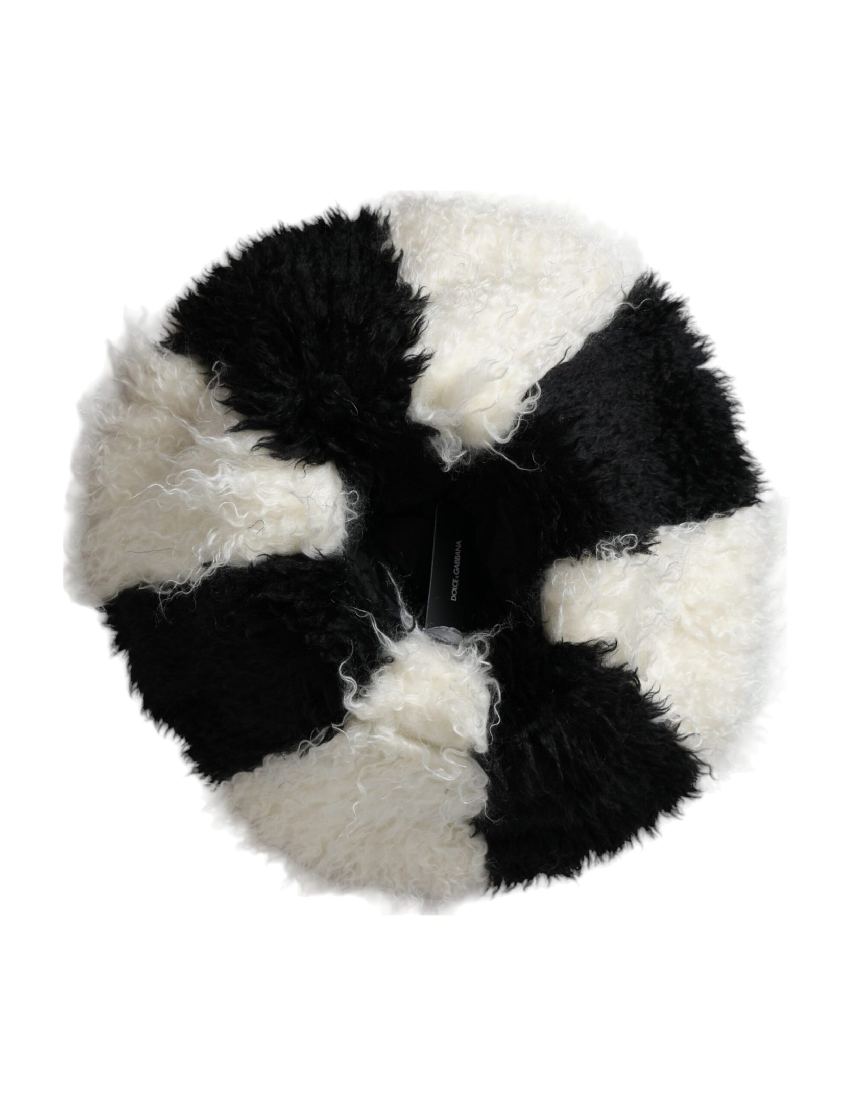 Schwarz-weiß gestreifter Mohair-Fell-Bucket-Hut