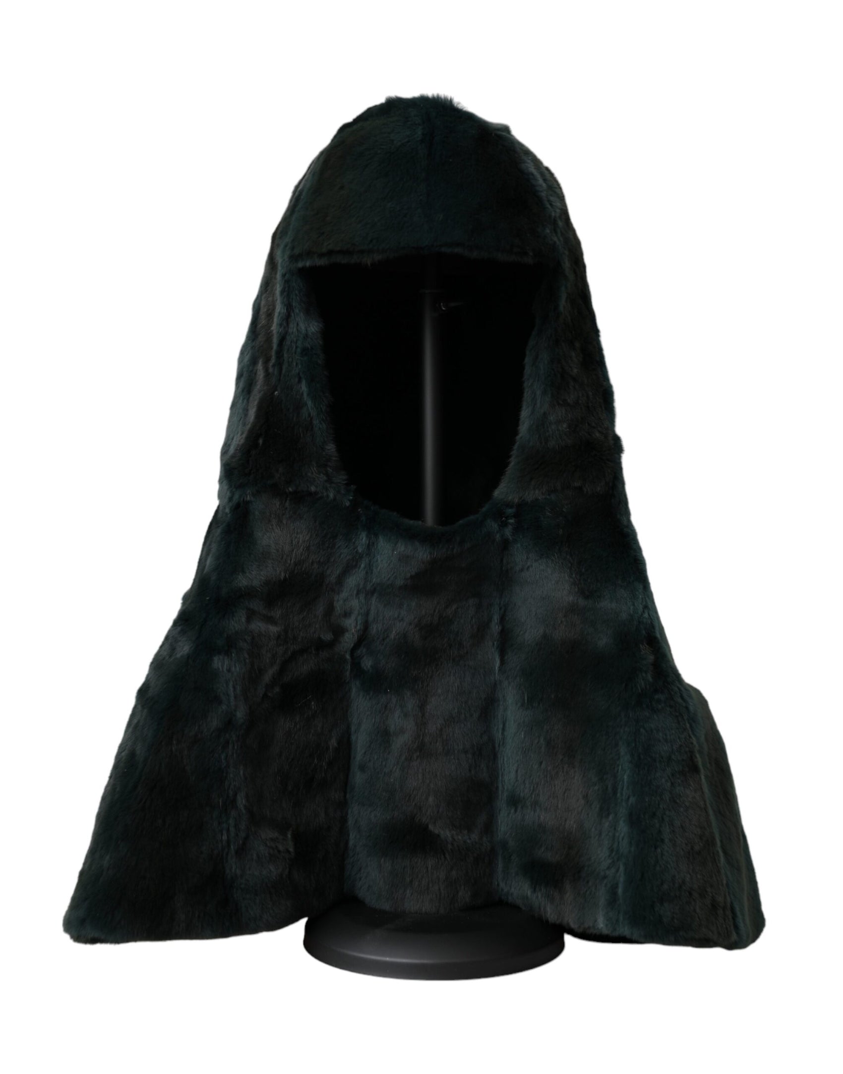 Schwarze Wieselfell-Wickelmütze für den ganzen Kopf