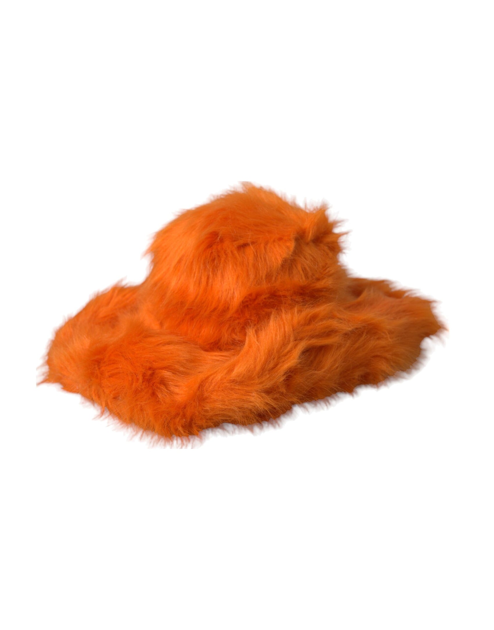 Orangefarbener Fedora-Hut aus Polyester mit Kunstfell