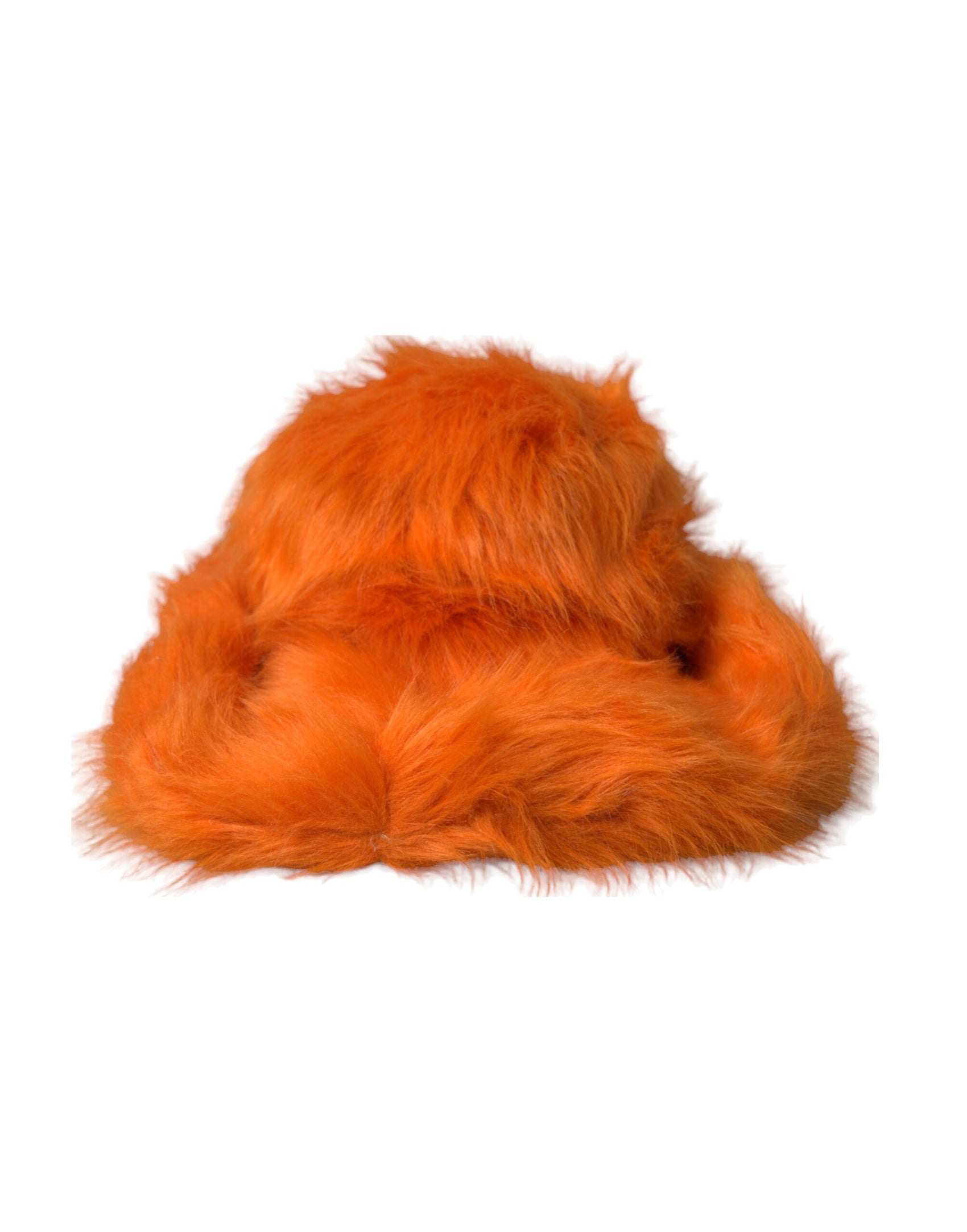 Orangefarbener Fedora-Hut aus Polyester mit Kunstfell