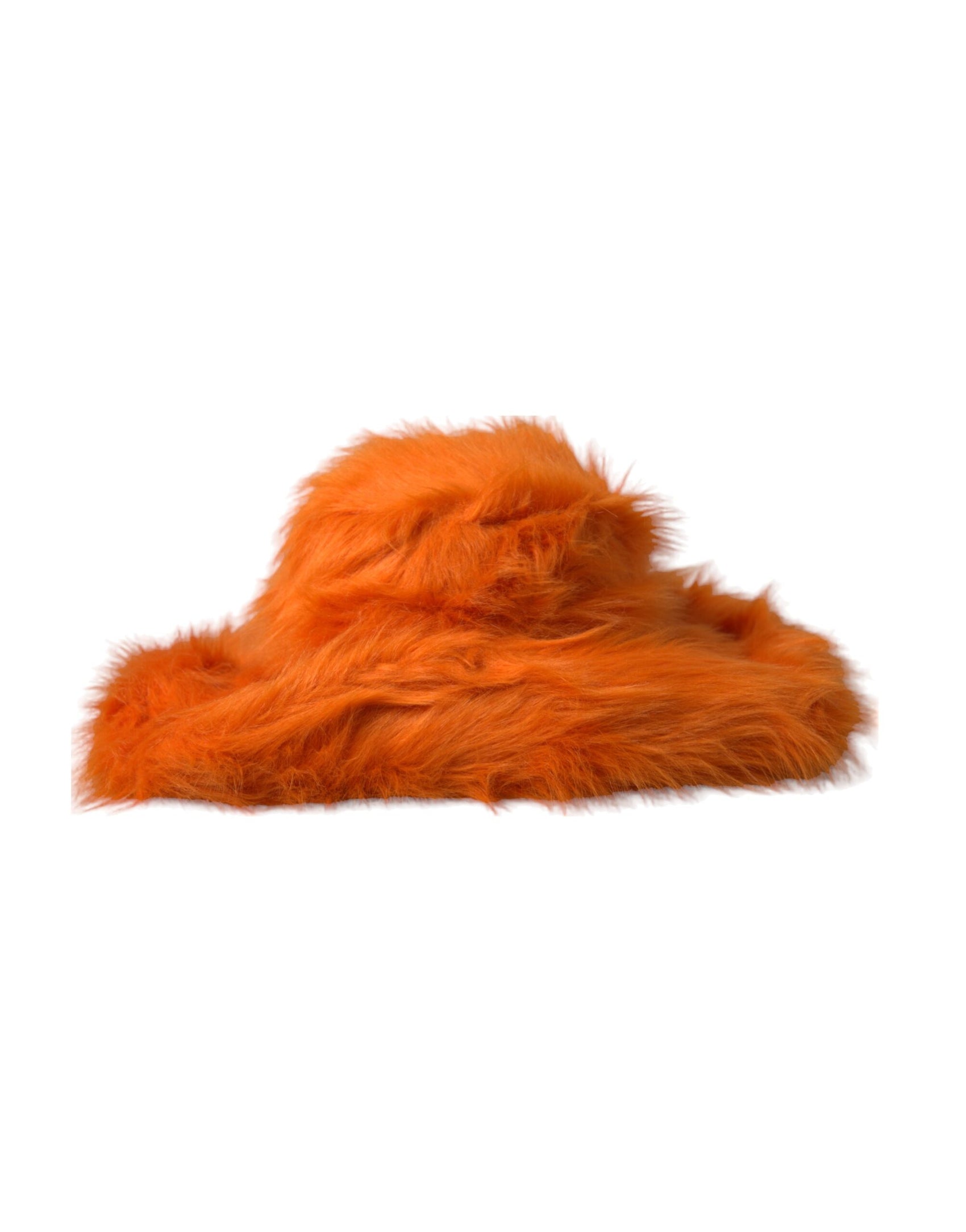 Orangefarbener Fedora-Hut aus Polyester mit Kunstfell