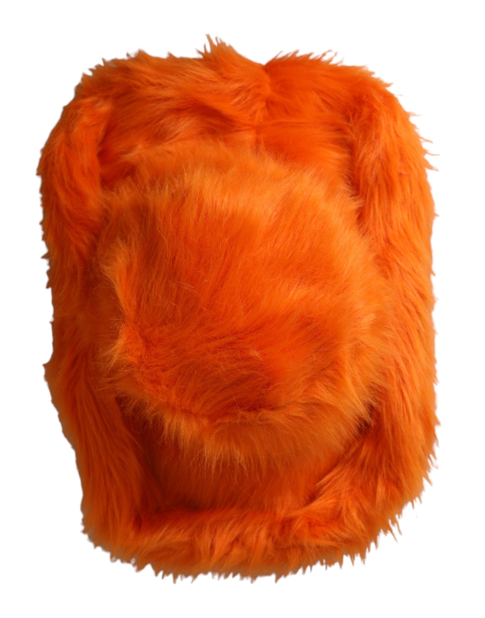 Orangefarbener Fedora-Hut aus Polyester mit Kunstfell