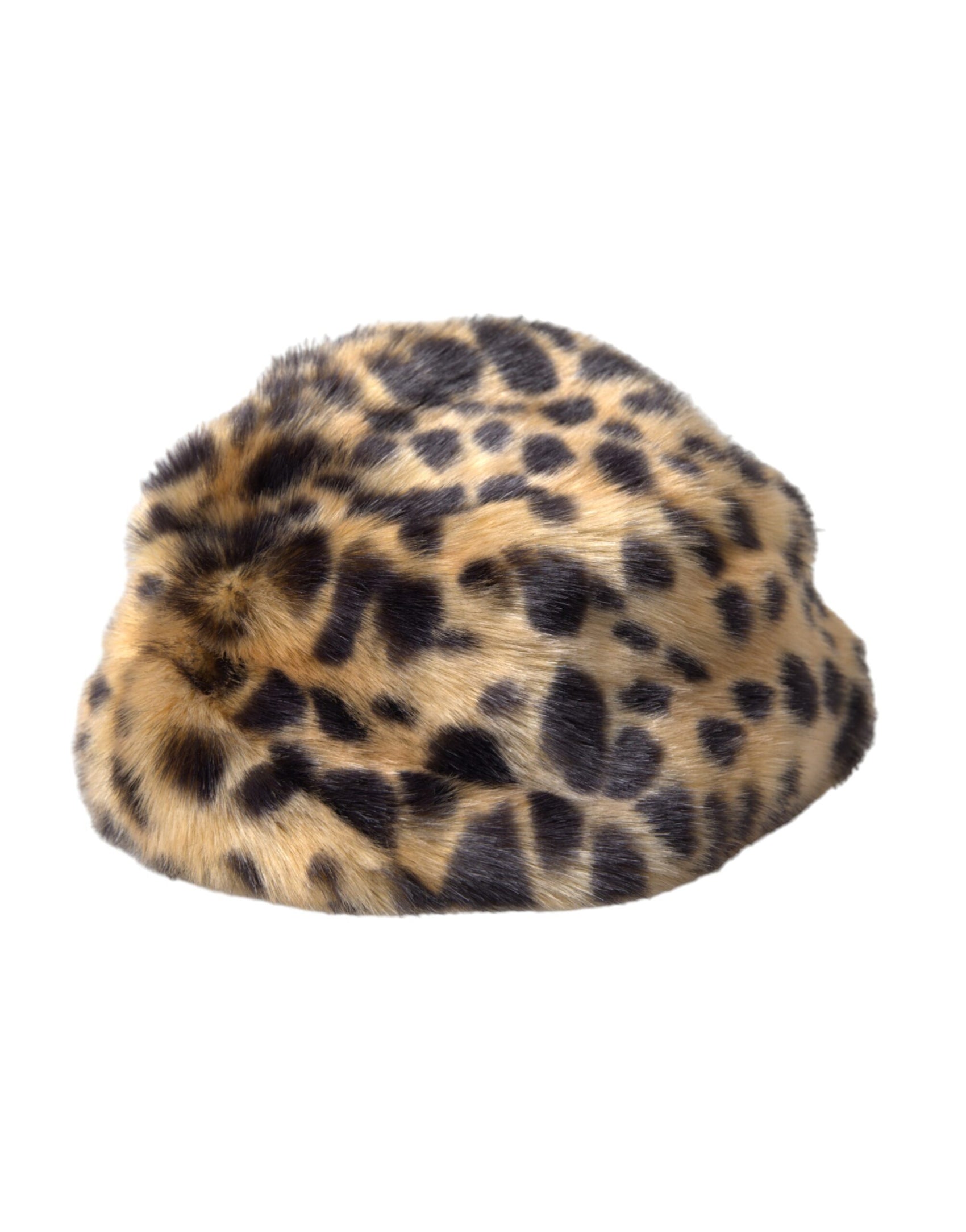 Brauner Leopardenfell-Bucket-Hut für Damen