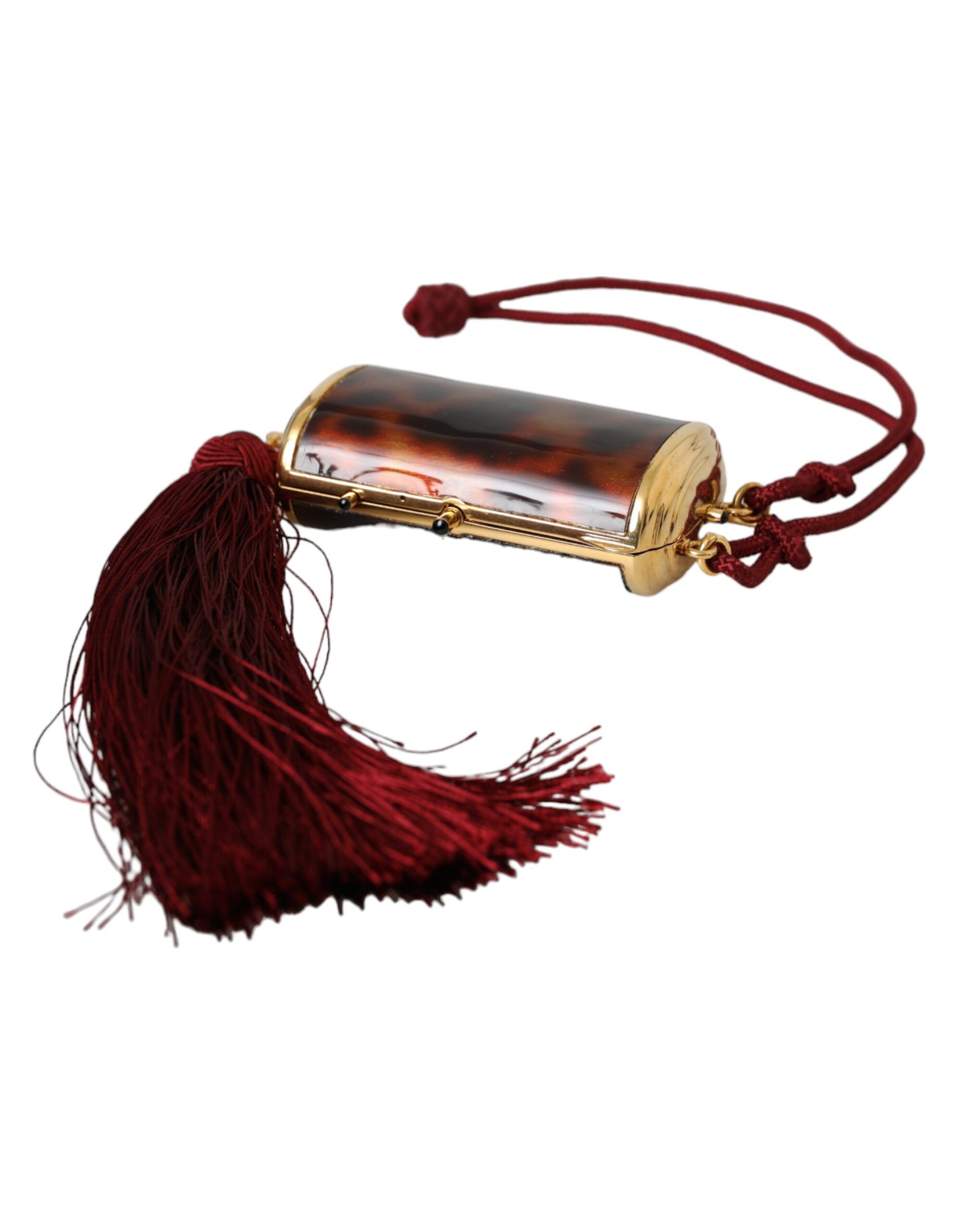 Braune Make-up-Tasche mit Leopardenmuster und Mini-Spiegel und Quaste