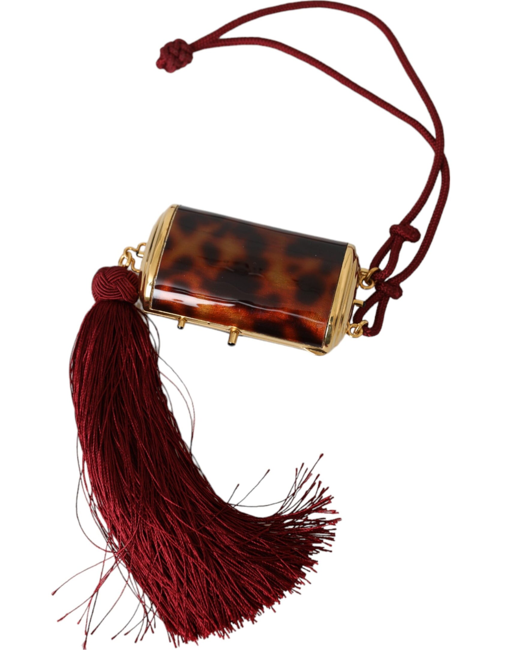 Braune Make-up-Tasche mit Leopardenmuster und Mini-Spiegel und Quaste