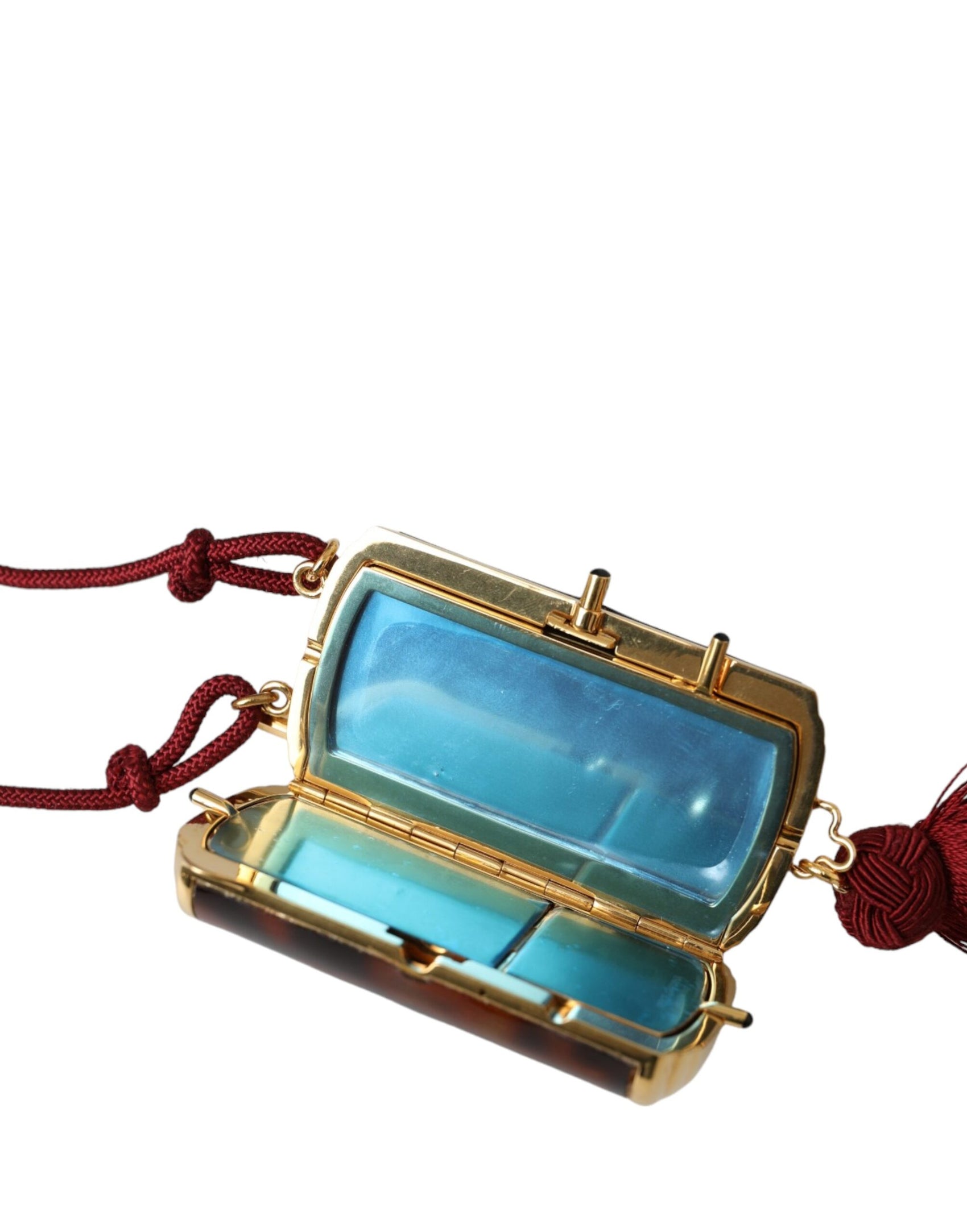 Braune Make-up-Tasche mit Leopardenmuster und Mini-Spiegel und Quaste