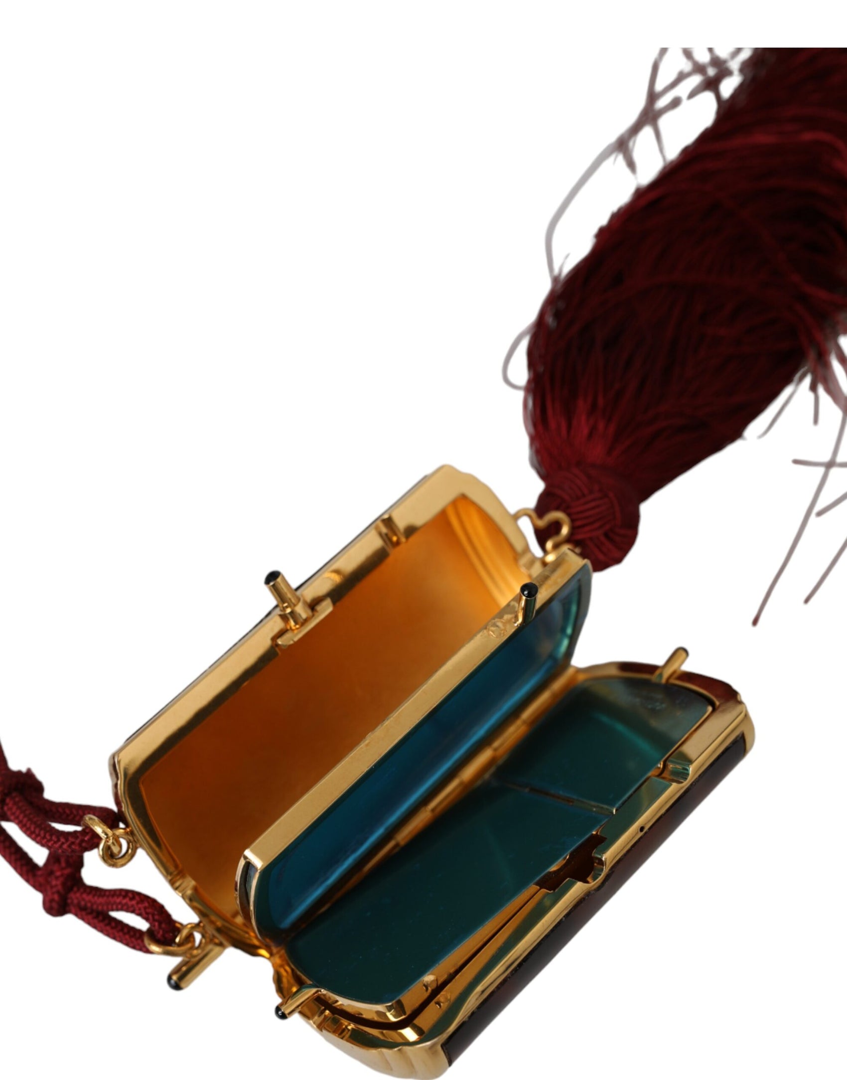 Braune Make-up-Tasche mit Leopardenmuster und Mini-Spiegel und Quaste