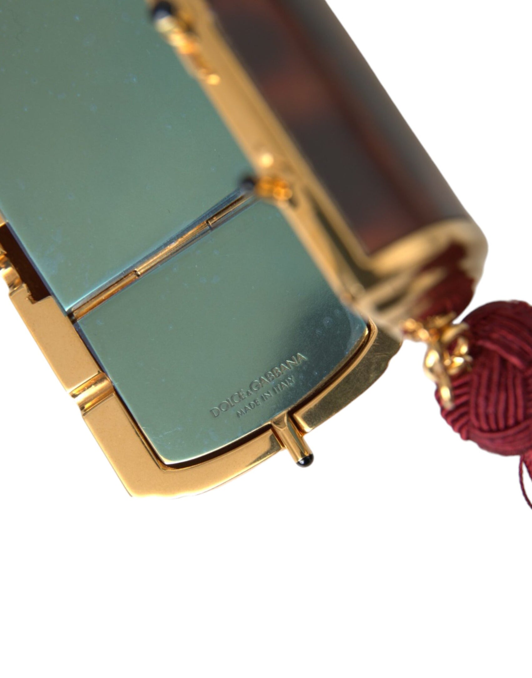 Braune Make-up-Tasche mit Leopardenmuster und Mini-Spiegel und Quaste