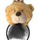 Brauner Teddybär mit goldener Kristallkrone, Haarband und Diadem